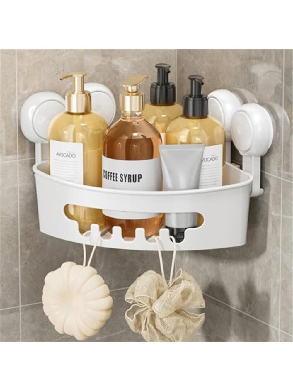 Corner Shower Caddy Suction Cup, Shower Basket Suction Bathroom